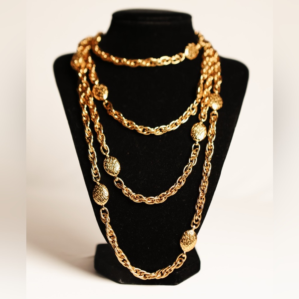 Chanel Vintage Logo Station Necklace